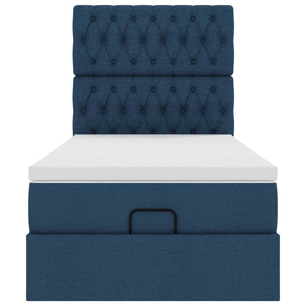 Ottoman bed met matras en LED's 80x200cm stof blauw is nu te koop bij PeponiXL, paradijselijk wonen!