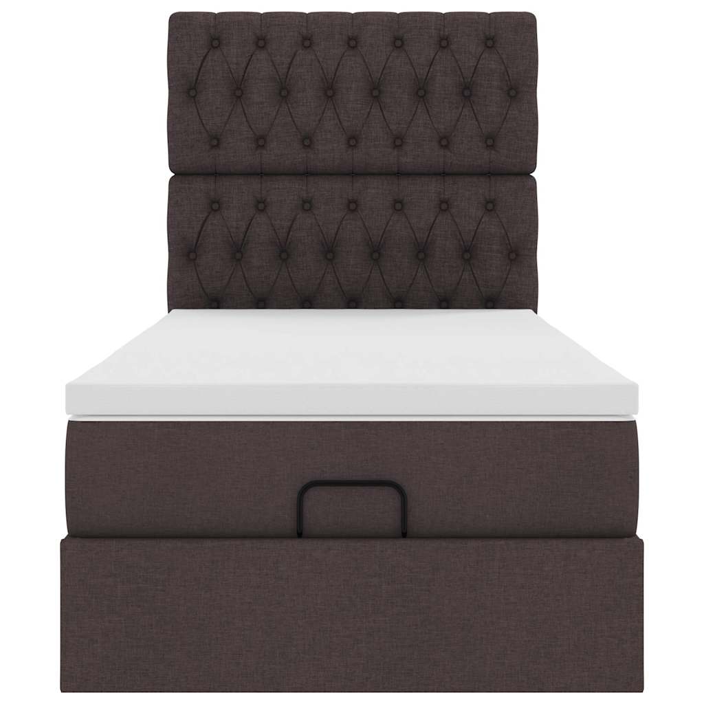 Ottoman bed met matras en LED's 90x190cm stof donkerbruin is nu te koop bij PeponiXL, paradijselijk wonen!