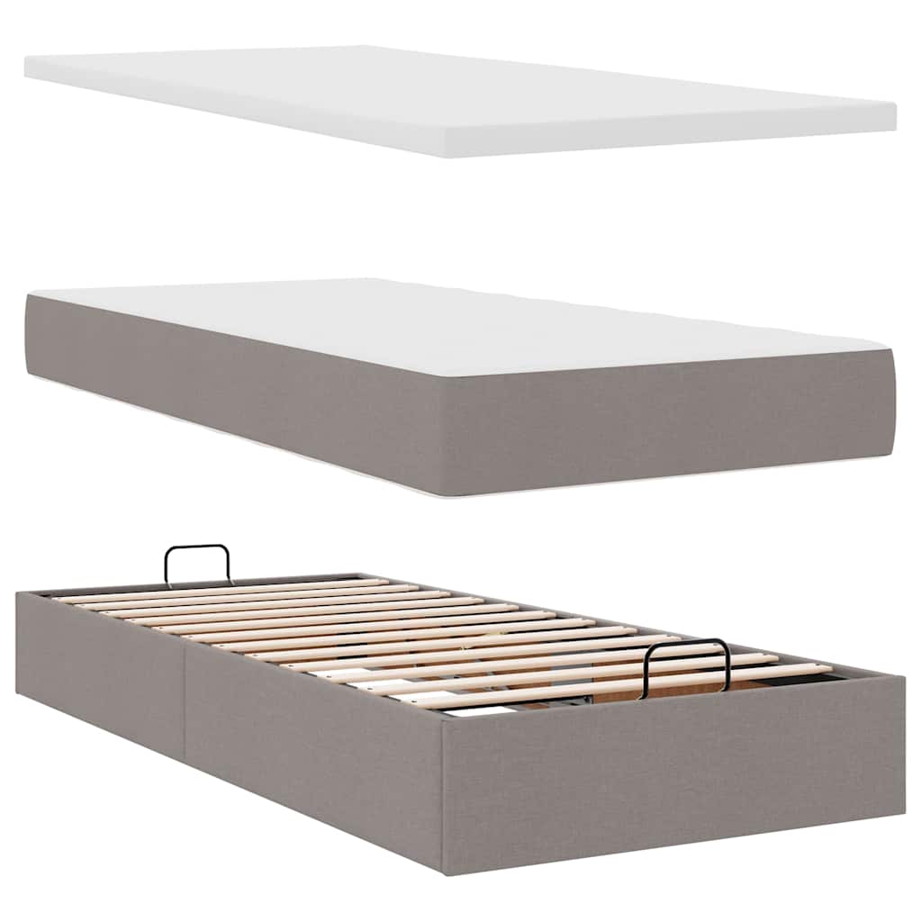 Ottoman bed met matras en LED's 90x190cm stof taupe is nu te koop bij PeponiXL, paradijselijk wonen!