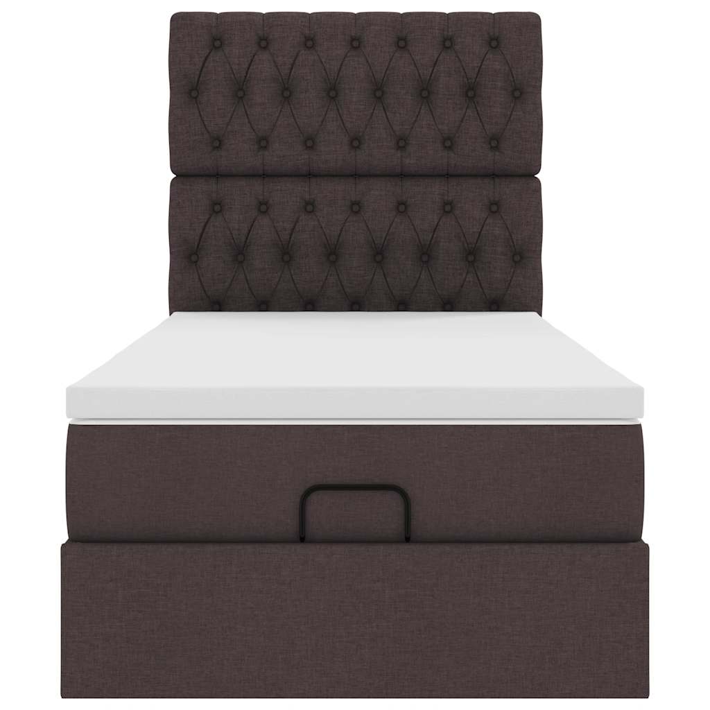 Bed poef met matras en LED's 90x200 cm stof donkerbruin is nu te koop bij PeponiXL, paradijselijk wonen!