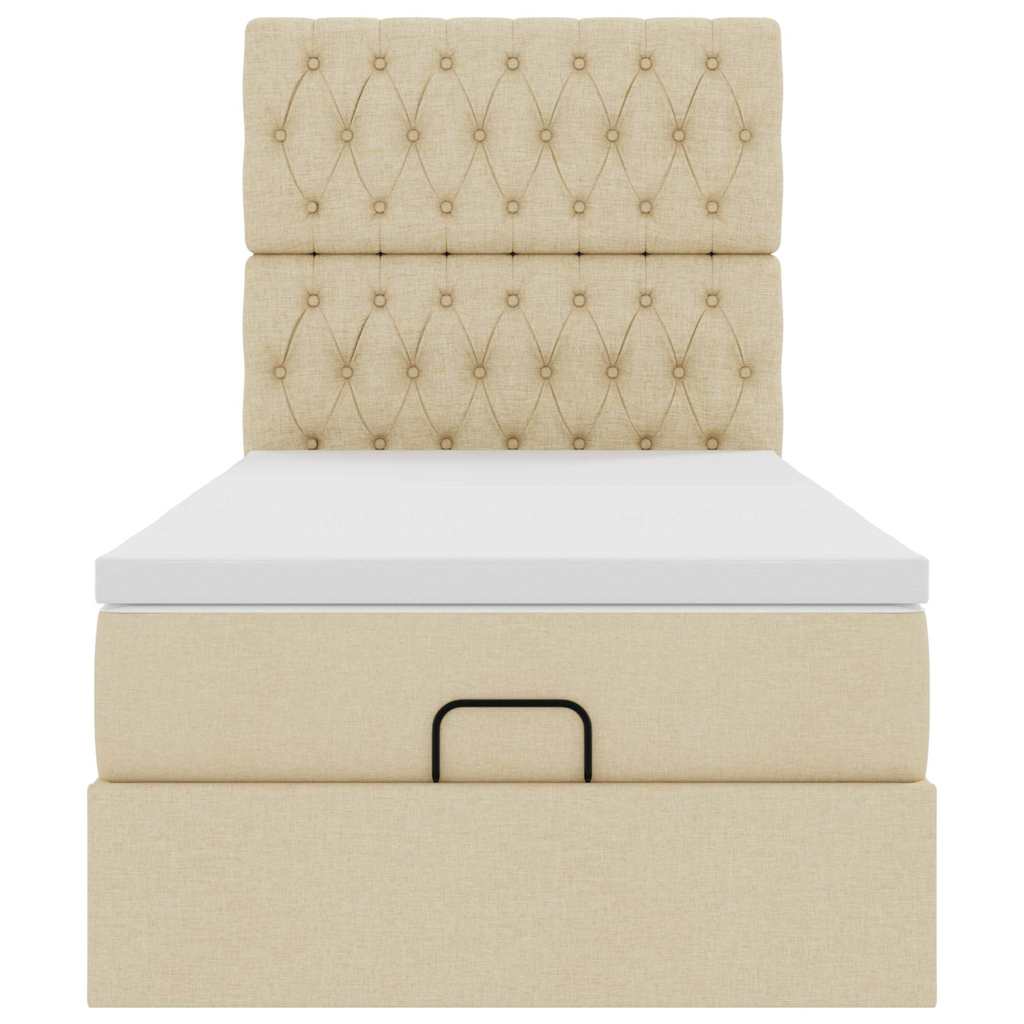 Ottoman bed met matras en LED's 100x200cm stof crèmekleurig is nu te koop bij PeponiXL, paradijselijk wonen!