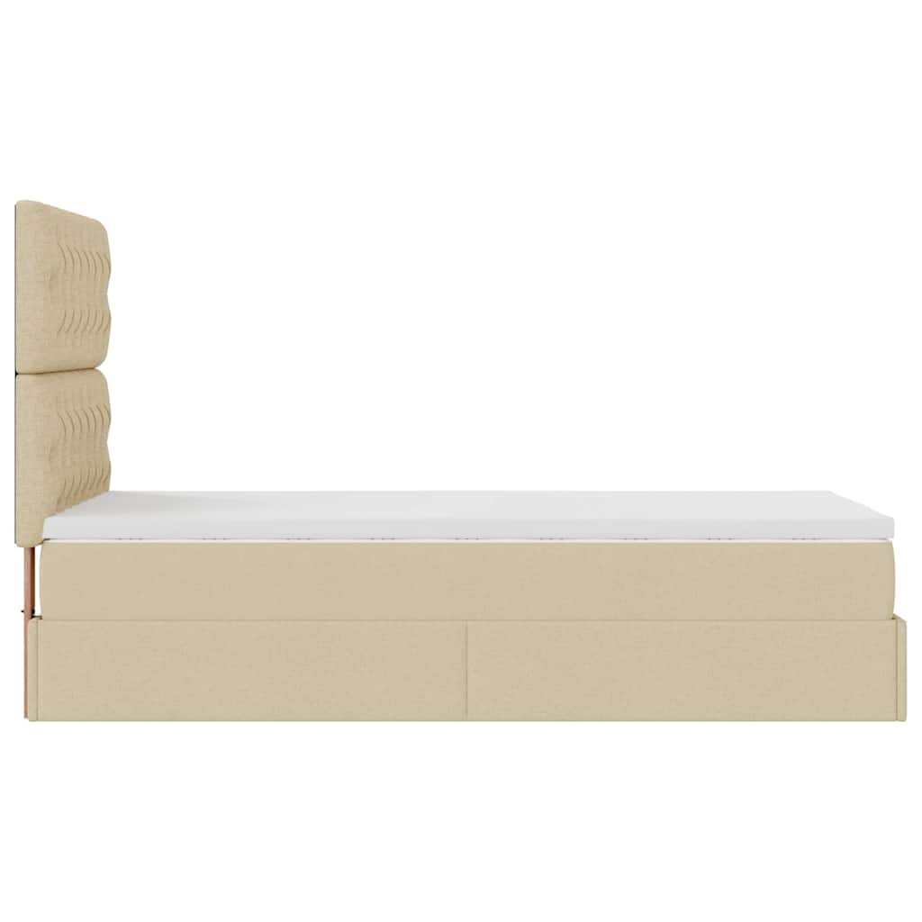 Ottoman bed met matras en LED's 100x200cm stof crèmekleurig is nu te koop bij PeponiXL, paradijselijk wonen!