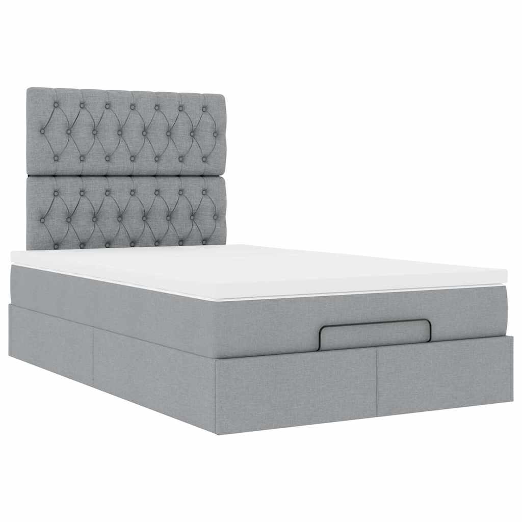 Ottoman bed met matras en LED's 120x190 cm stof lichtgrijs is nu te koop bij PeponiXL, paradijselijk wonen!