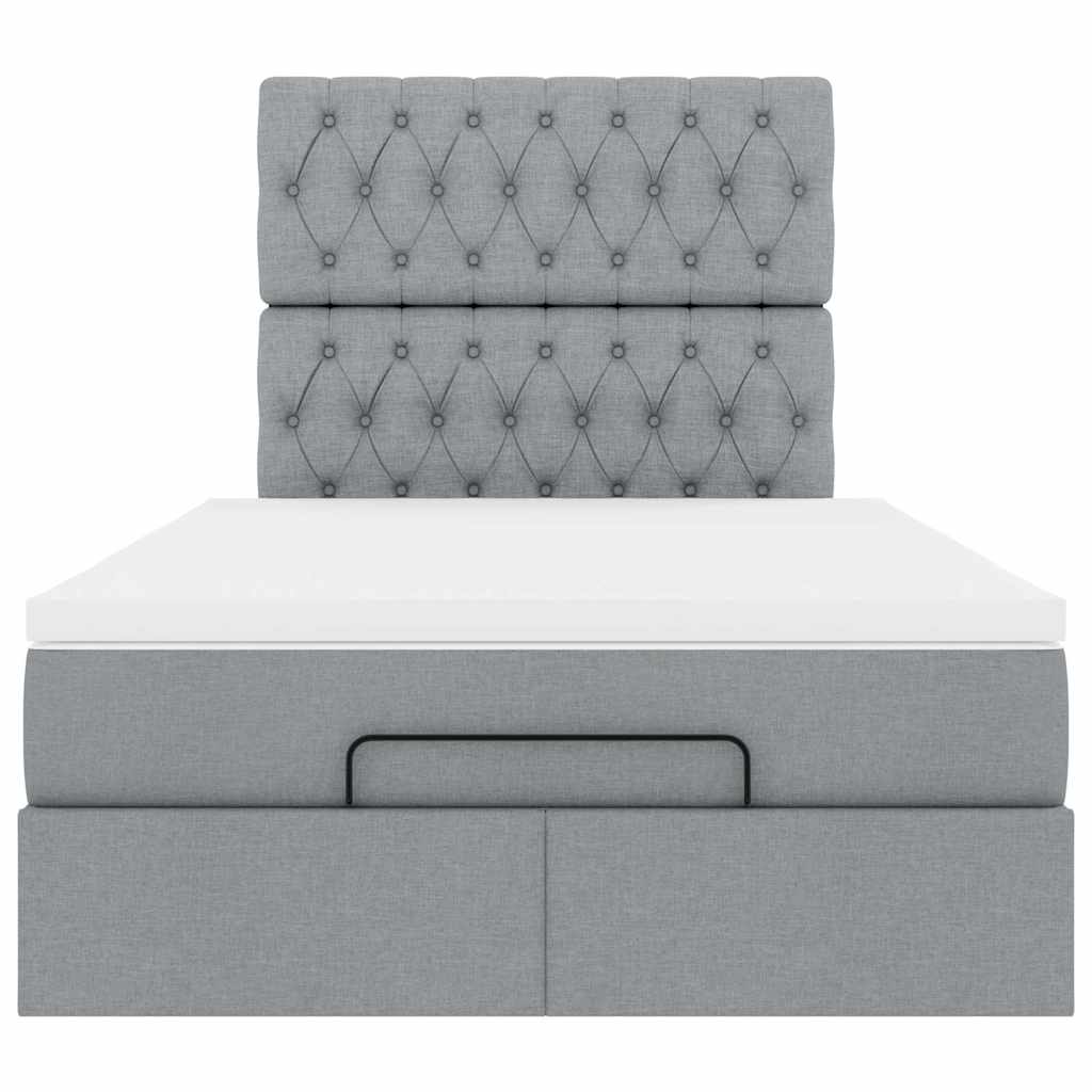 Ottoman bed met matras en LED's 120x190 cm stof lichtgrijs is nu te koop bij PeponiXL, paradijselijk wonen!