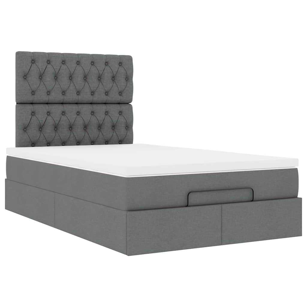 Ottoman bed met matras en LED's 120x190 cm stof donkergrijs is nu te koop bij PeponiXL, paradijselijk wonen!