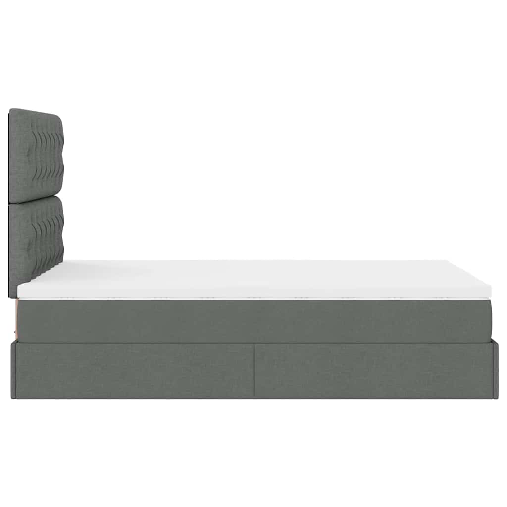 Ottoman bed met matras en LED's 120x190 cm stof donkergrijs is nu te koop bij PeponiXL, paradijselijk wonen!