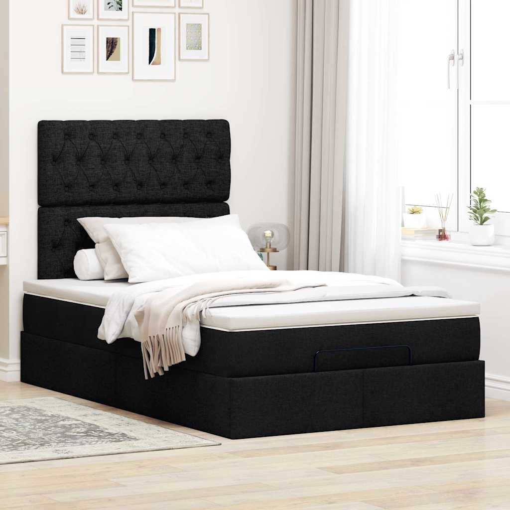 Ottoman bed met matras en LED's 120x190 cm stof zwart is nu te koop bij PeponiXL, paradijselijk wonen!