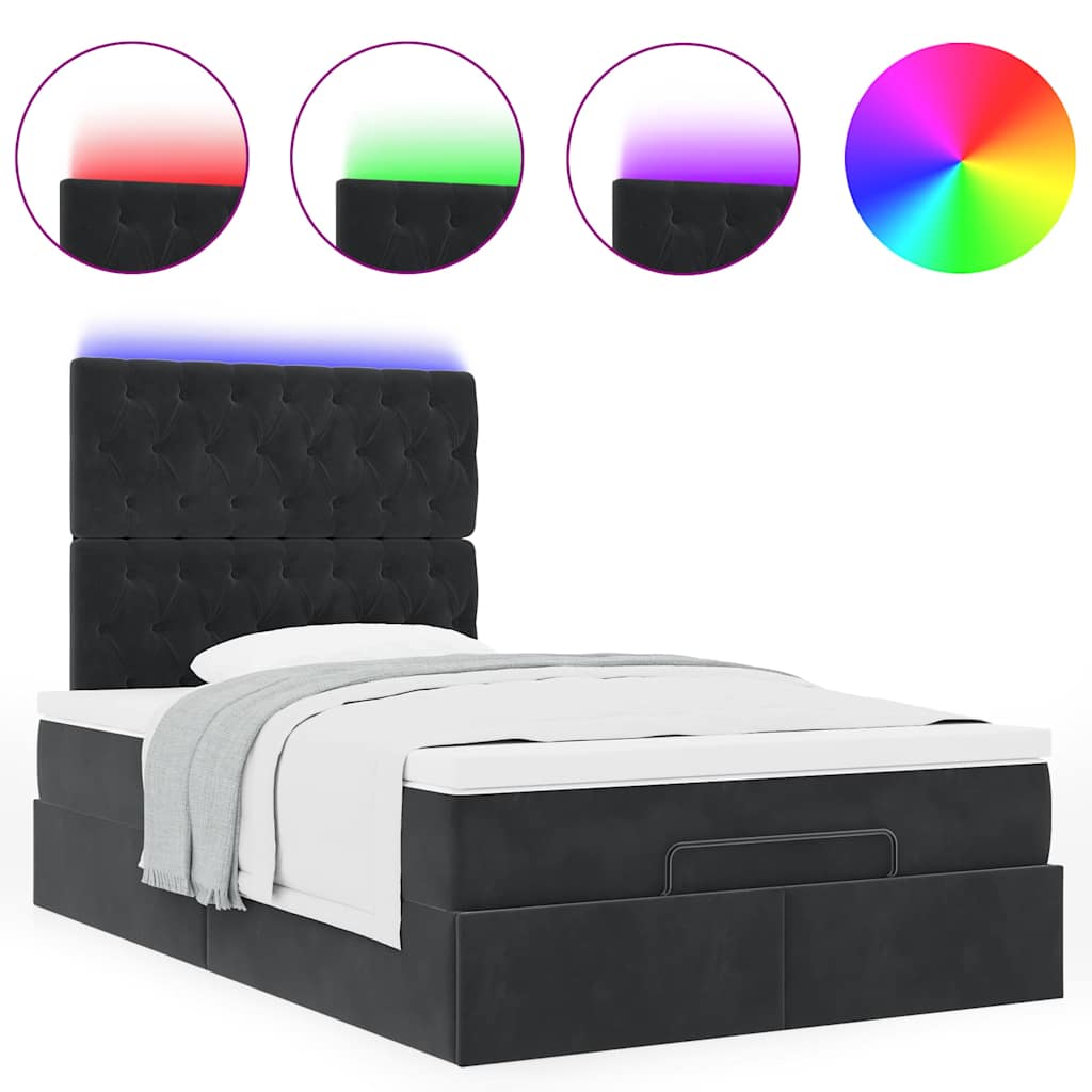 Ottoman bed met matras en LED's 120x190 cm stof zwart is nu te koop bij PeponiXL, paradijselijk wonen!