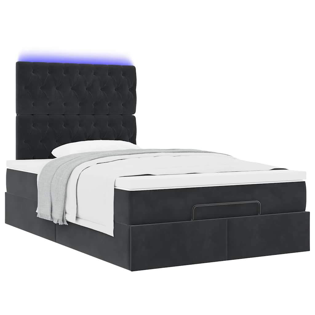 Ottoman bed met matras en LED's 120x190 cm stof zwart is nu te koop bij PeponiXL, paradijselijk wonen!