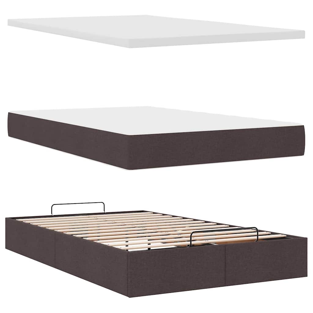 Ottoman bed met matras en LED's 120x190 cm stof donkerbruin is nu te koop bij PeponiXL, paradijselijk wonen!