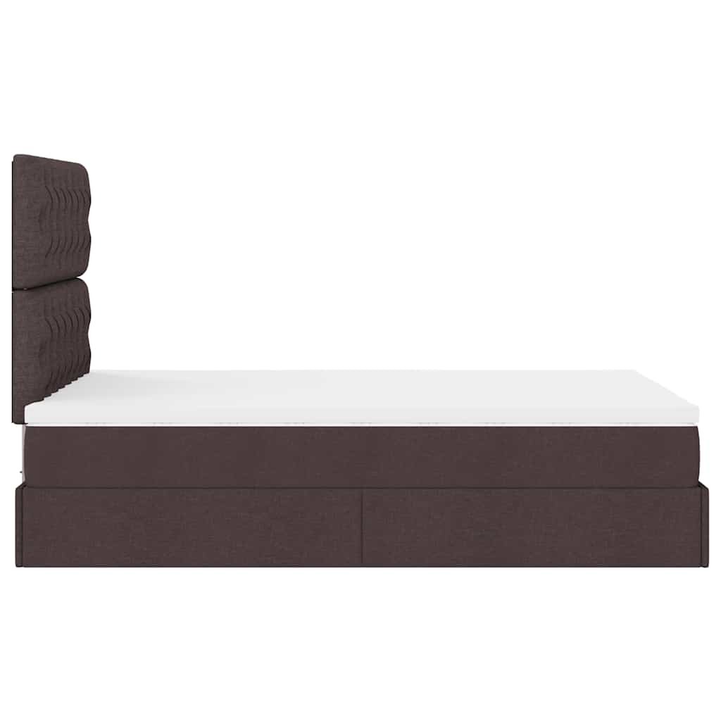 Ottoman bed met matras en LED's 120x190 cm stof donkerbruin is nu te koop bij PeponiXL, paradijselijk wonen!