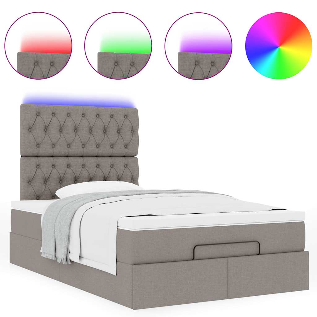 Ottoman bed met matras en LED's 120x190 cm stof taupe is nu te koop bij PeponiXL, paradijselijk wonen!