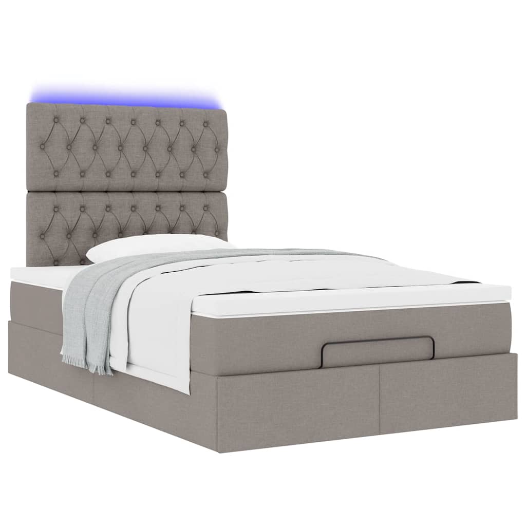 Ottoman bed met matras en LED's 120x190 cm stof taupe is nu te koop bij PeponiXL, paradijselijk wonen!
