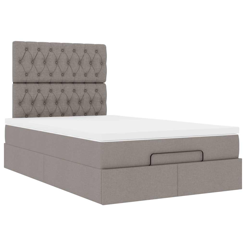 Ottoman bed met matras en LED's 120x190 cm stof taupe is nu te koop bij PeponiXL, paradijselijk wonen!