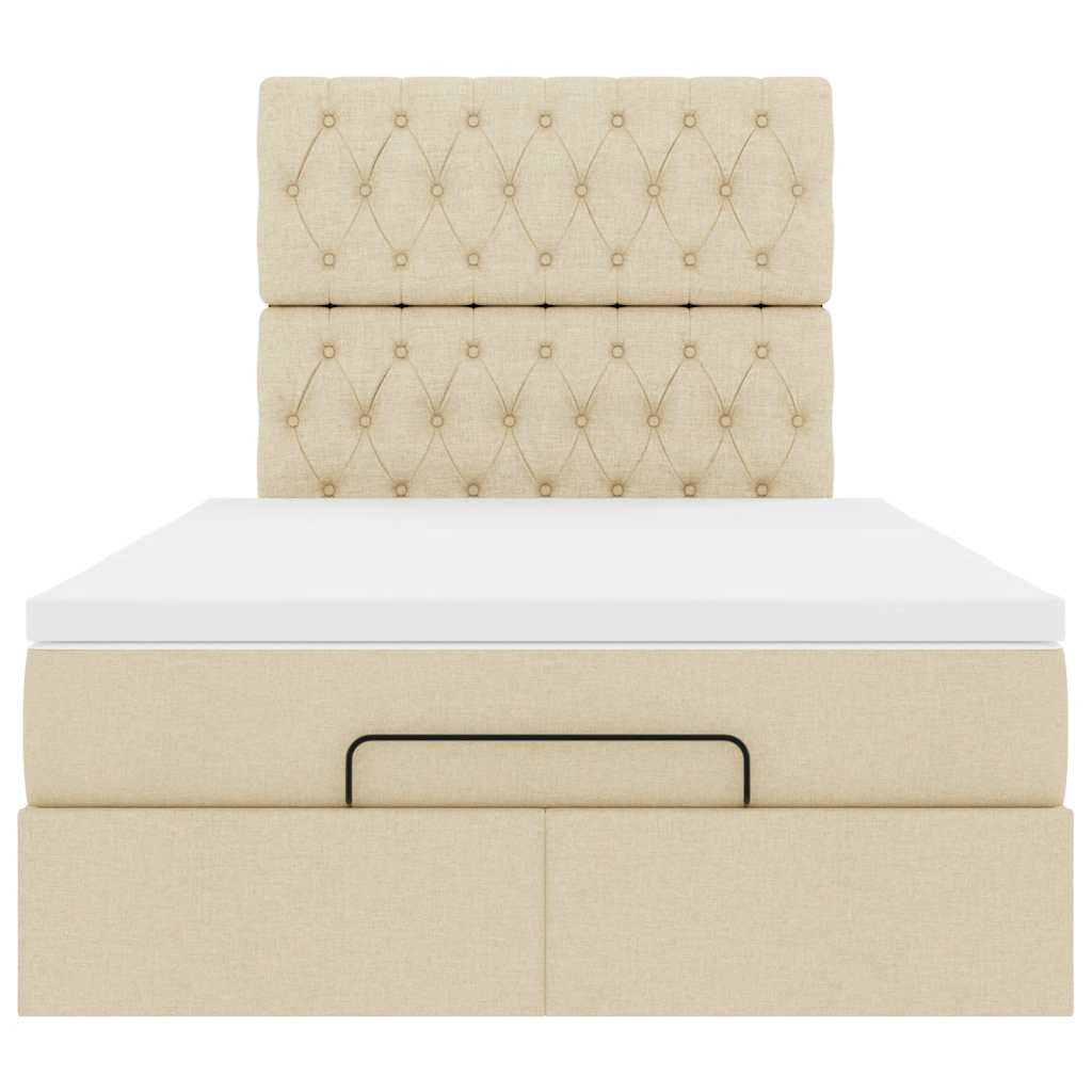Ottoman bed met matras en LED's 120x190cm stof crèmekleurig is nu te koop bij PeponiXL, paradijselijk wonen!