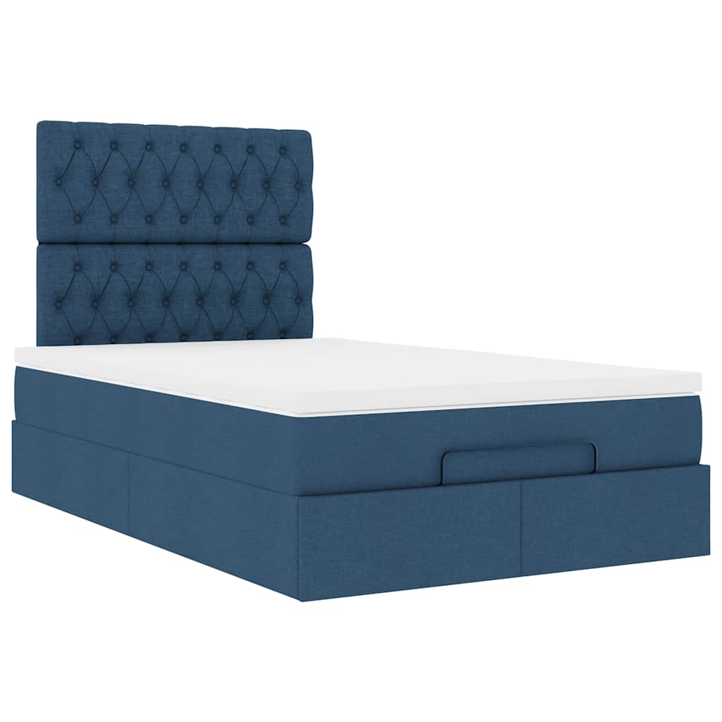 Ottoman bed met matras en LED's 120x190 cm stof blauw is nu te koop bij PeponiXL, paradijselijk wonen!