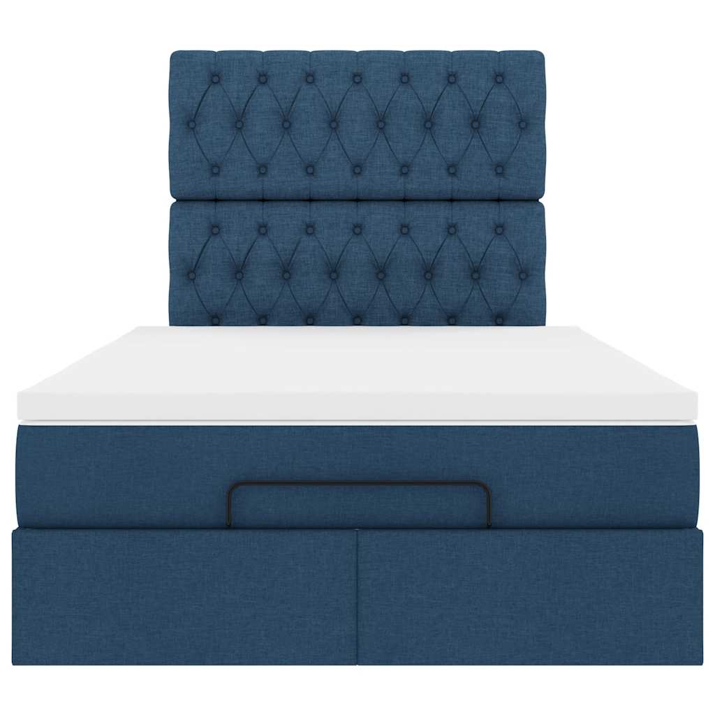 Ottoman bed met matras en LED's 120x190 cm stof blauw is nu te koop bij PeponiXL, paradijselijk wonen!