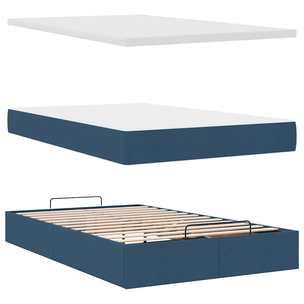 Ottoman bed met matras en LED's 120x190 cm stof blauw is nu te koop bij PeponiXL, paradijselijk wonen!