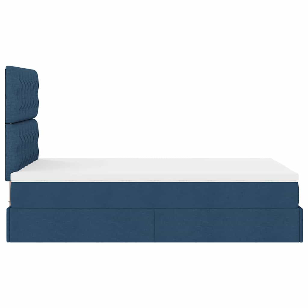 Ottoman bed met matras en LED's 120x190 cm stof blauw is nu te koop bij PeponiXL, paradijselijk wonen!