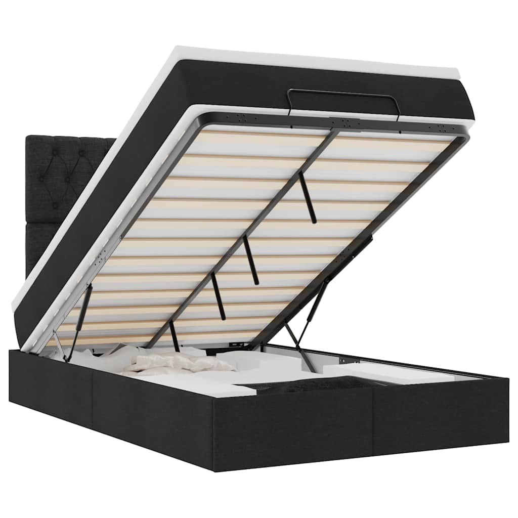Ottoman bed met matras en LED's 120x200cm stof zwart is nu te koop bij PeponiXL, paradijselijk wonen!