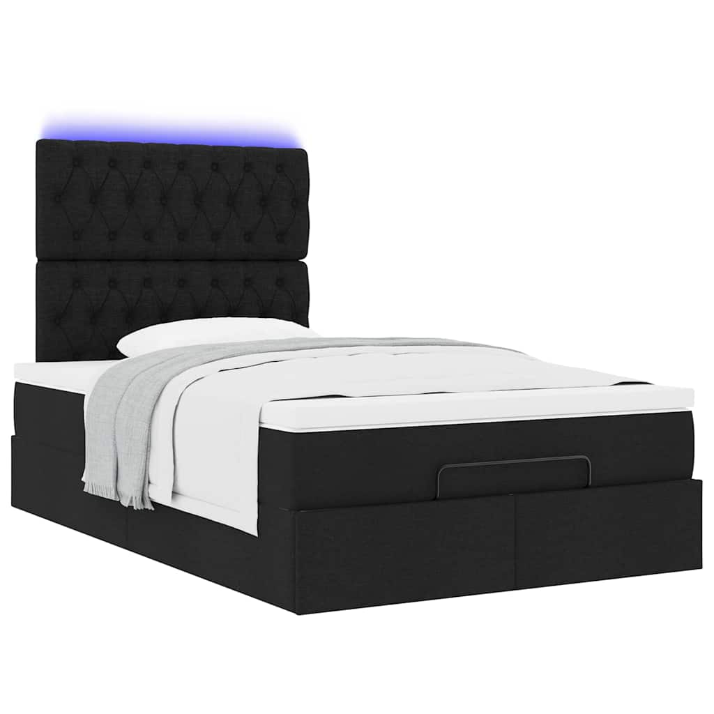 Ottoman bed met matras en LED's 120x200cm stof zwart is nu te koop bij PeponiXL, paradijselijk wonen!