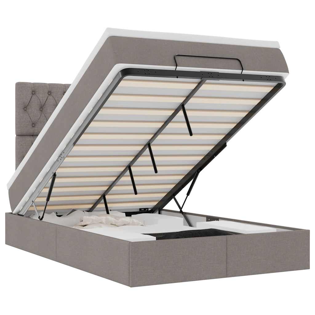 Ottoman bed met matras en LED's 120x200cm stof taupe is nu te koop bij PeponiXL, paradijselijk wonen!