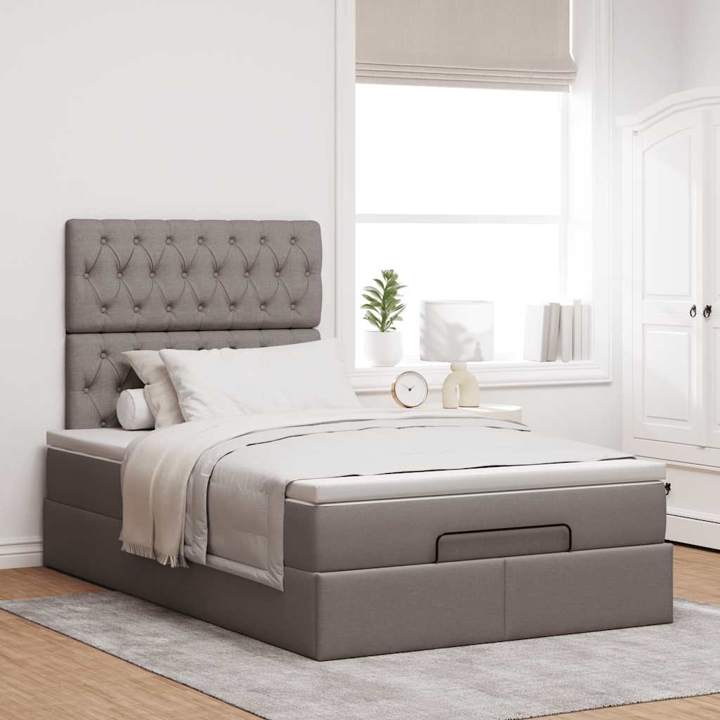 Ottoman bed met matras en LED's 120x200cm stof taupe is nu te koop bij PeponiXL, paradijselijk wonen!