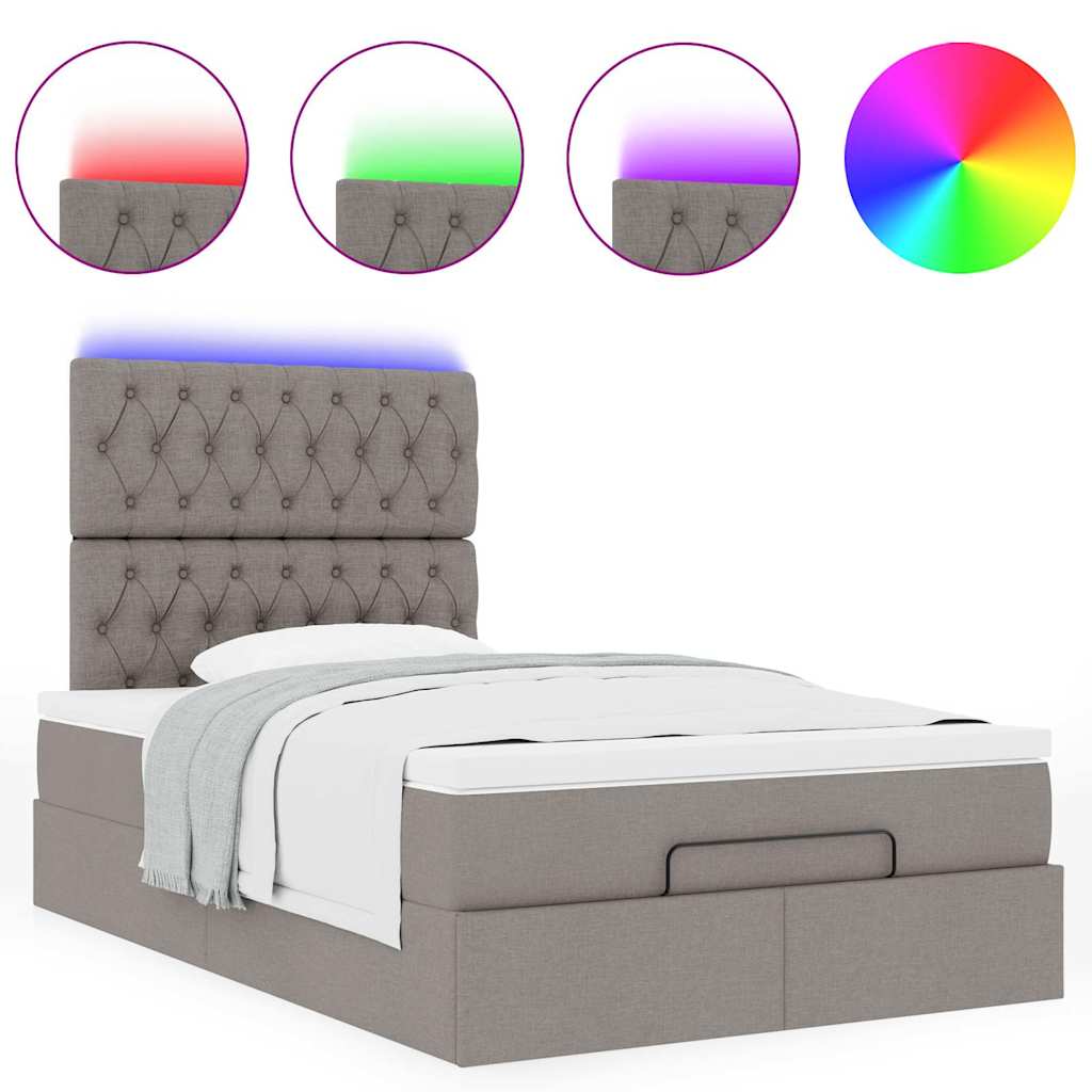 Ottoman bed met matras en LED's 120x200cm stof taupe is nu te koop bij PeponiXL, paradijselijk wonen!