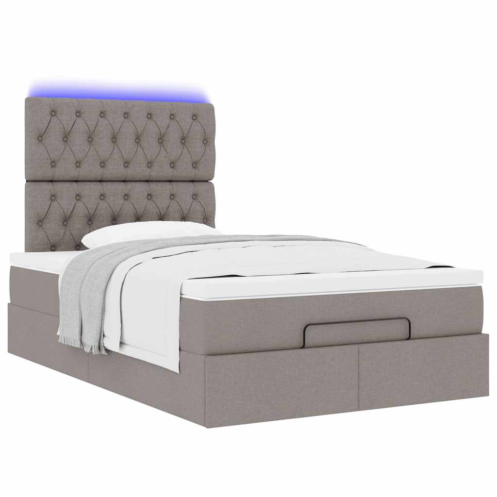 Ottoman bed met matras en LED's 120x200cm stof taupe is nu te koop bij PeponiXL, paradijselijk wonen!