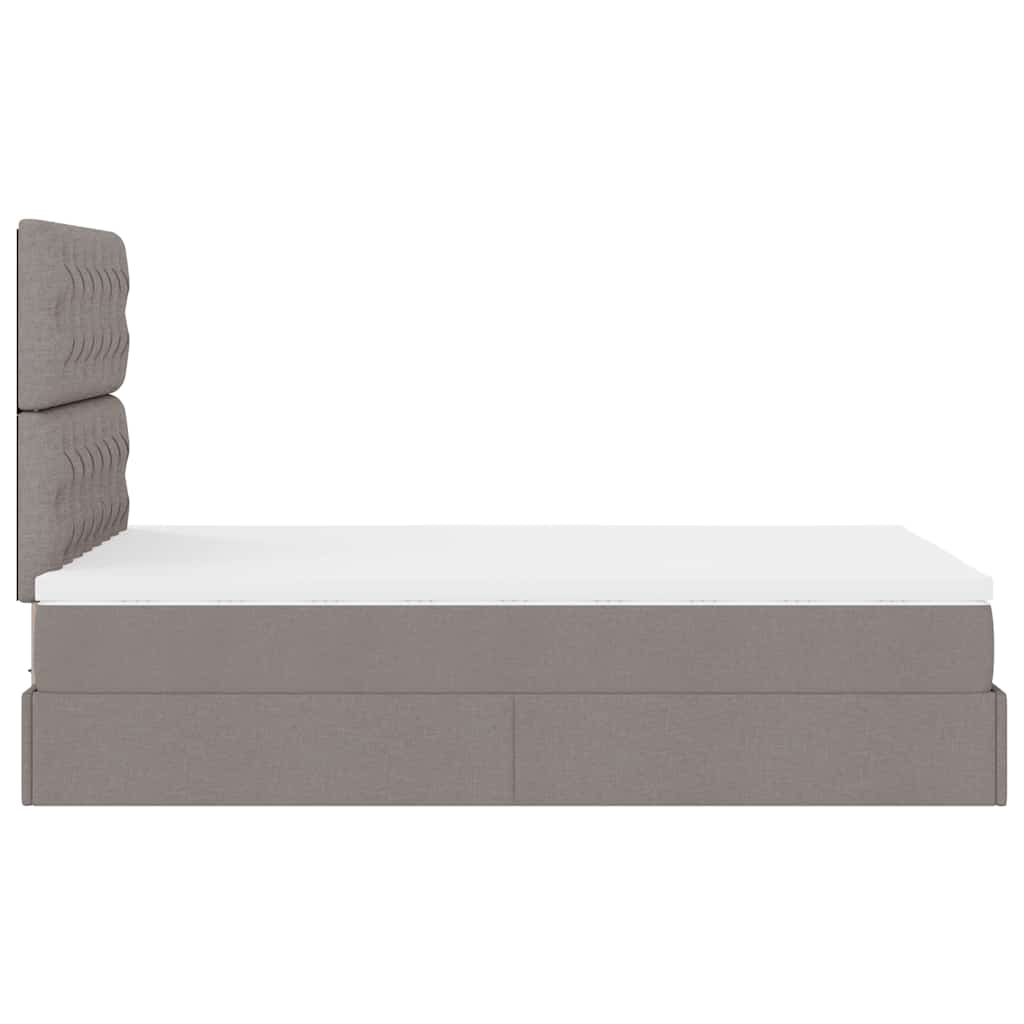 Ottoman bed met matras en LED's 120x200cm stof taupe is nu te koop bij PeponiXL, paradijselijk wonen!