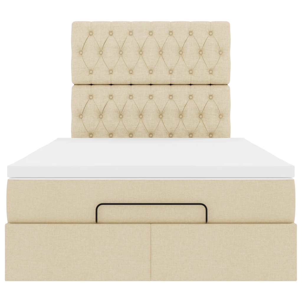 Ottoman bed met matras en LED's 120x200cm stof crèmekleurig is nu te koop bij PeponiXL, paradijselijk wonen!