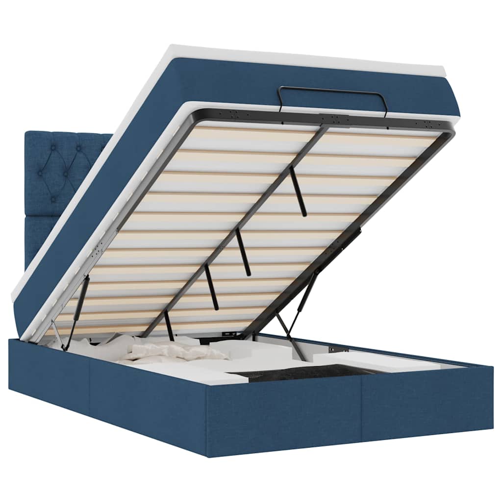 Ottoman bed met matras en LED's 120x200cm stof blauw is nu te koop bij PeponiXL, paradijselijk wonen!