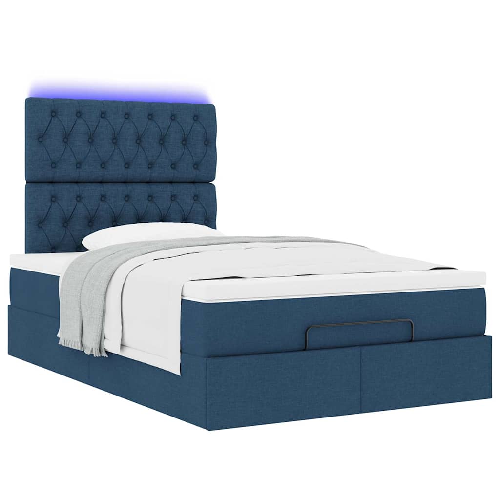 Ottoman bed met matras en LED's 120x200cm stof blauw is nu te koop bij PeponiXL, paradijselijk wonen!