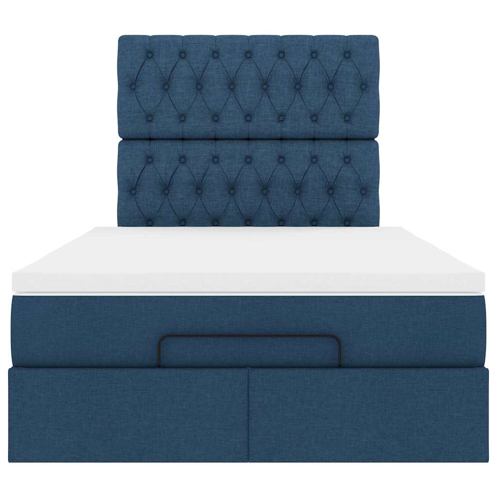 Ottoman bed met matras en LED's 120x200cm stof blauw is nu te koop bij PeponiXL, paradijselijk wonen!
