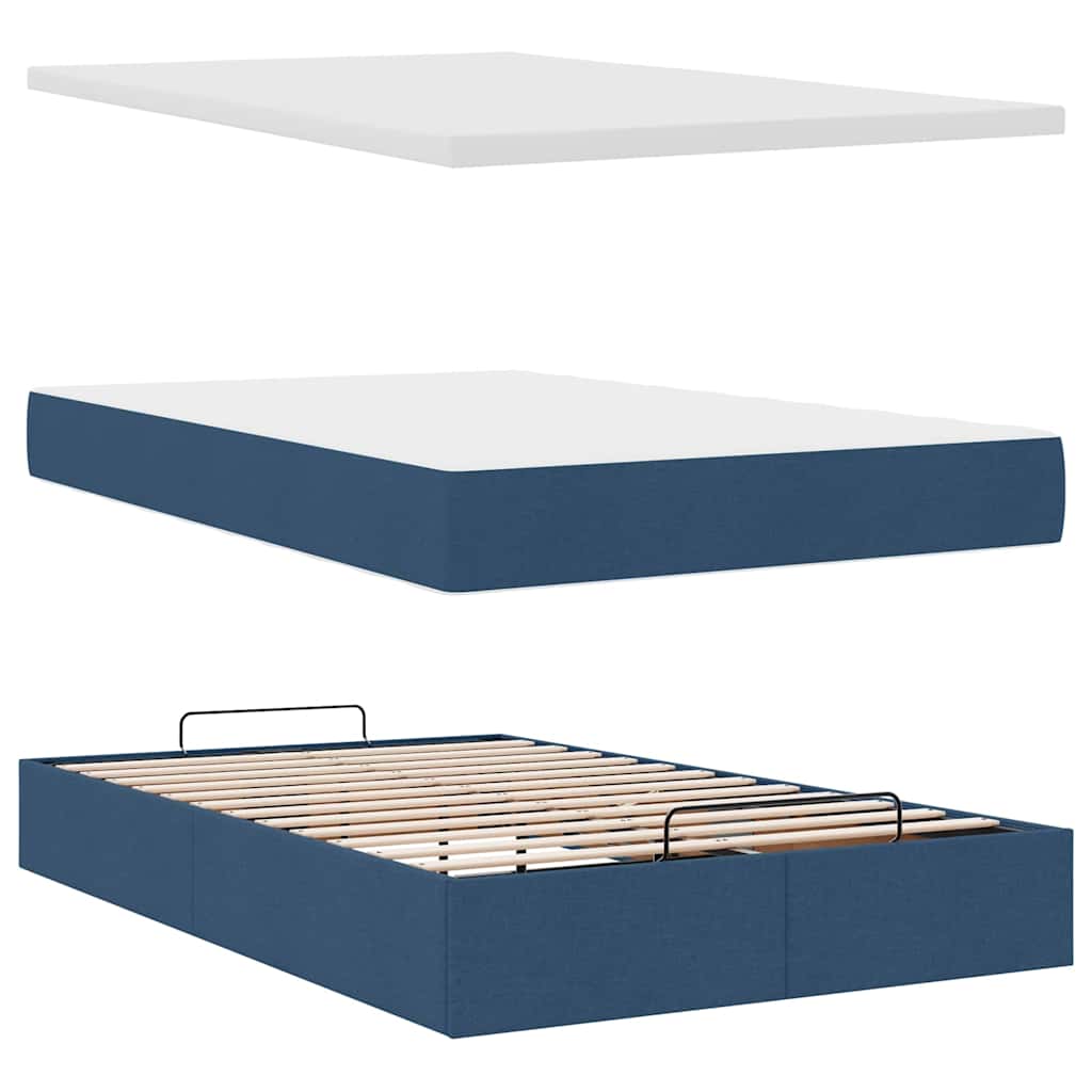 Ottoman bed met matras en LED's 120x200cm stof blauw is nu te koop bij PeponiXL, paradijselijk wonen!
