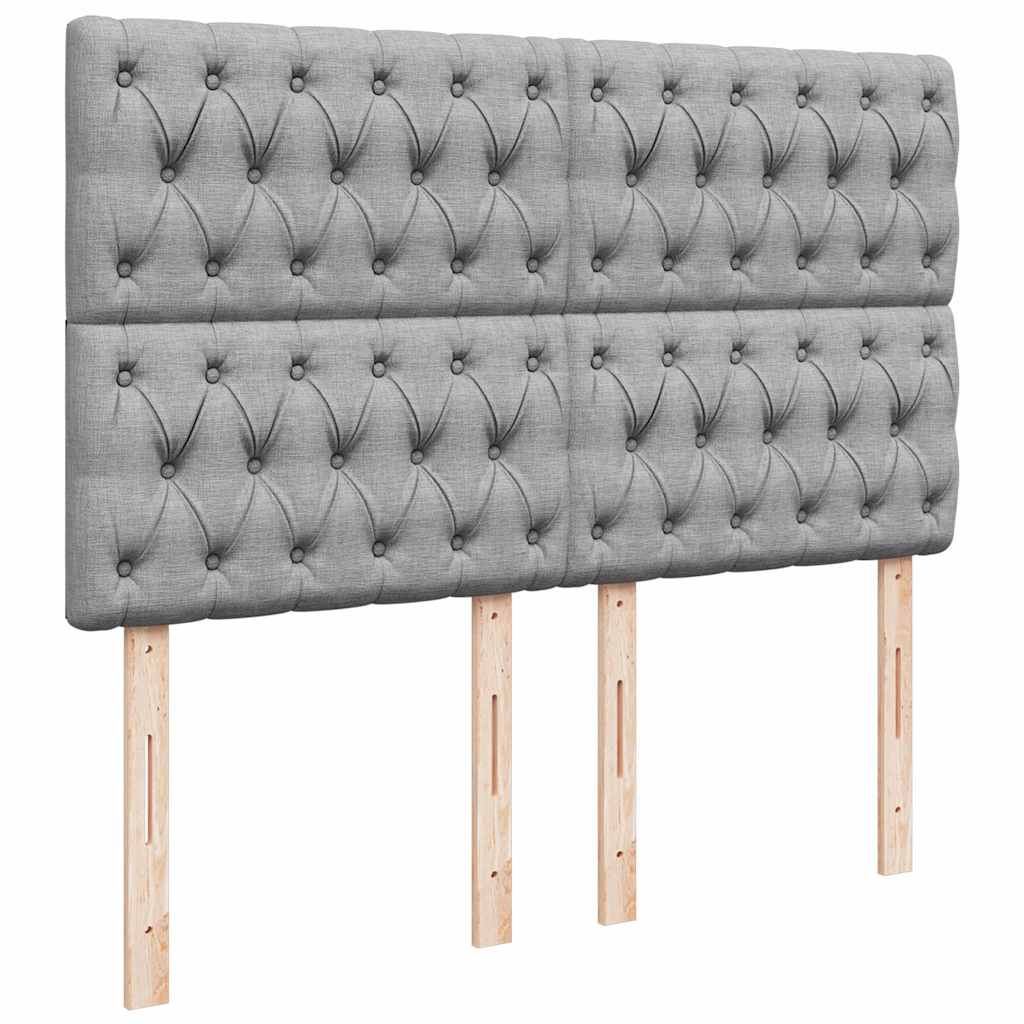 Ottoman bed met matras en LED's 140x190cm stof lichtgrijs is nu te koop bij PeponiXL, paradijselijk wonen!