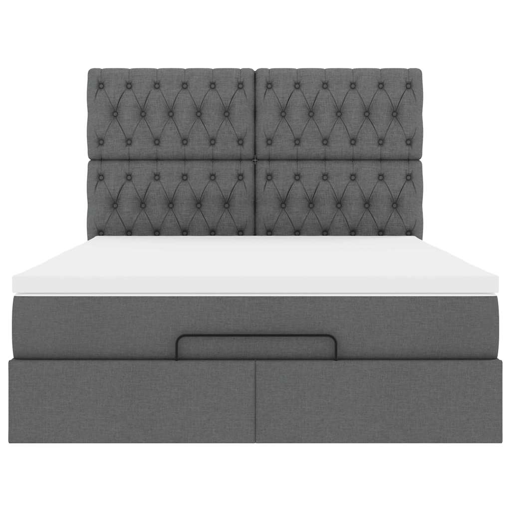 Ottoman bed met matras en LED's 140x190cm stof donkergrijs is nu te koop bij PeponiXL, paradijselijk wonen!
