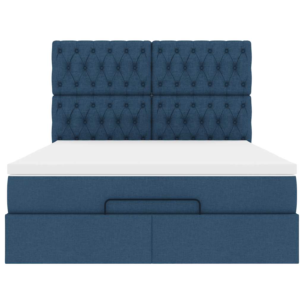 Ottoman bed met matras en LED's 140x190cm stof blauw