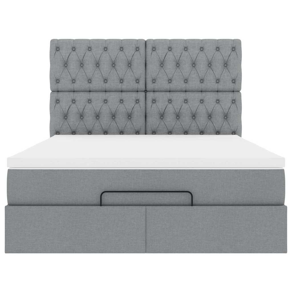 Ottoman bed met matras en LED's 140x200cm stof lichtgrijs is nu te koop bij PeponiXL, paradijselijk wonen!