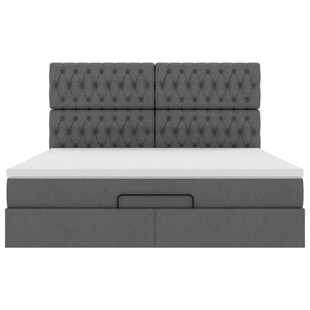 Ottoman bed met matras en LED's 160x200cm stof donkergrijs is nu te koop bij PeponiXL, paradijselijk wonen!
