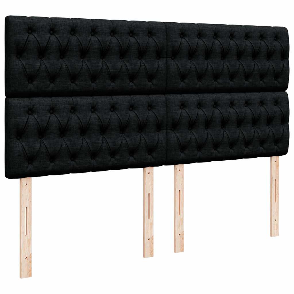 Ottoman bed met matras en LED's 160x200cm stof zwart is nu te koop bij PeponiXL, paradijselijk wonen!
