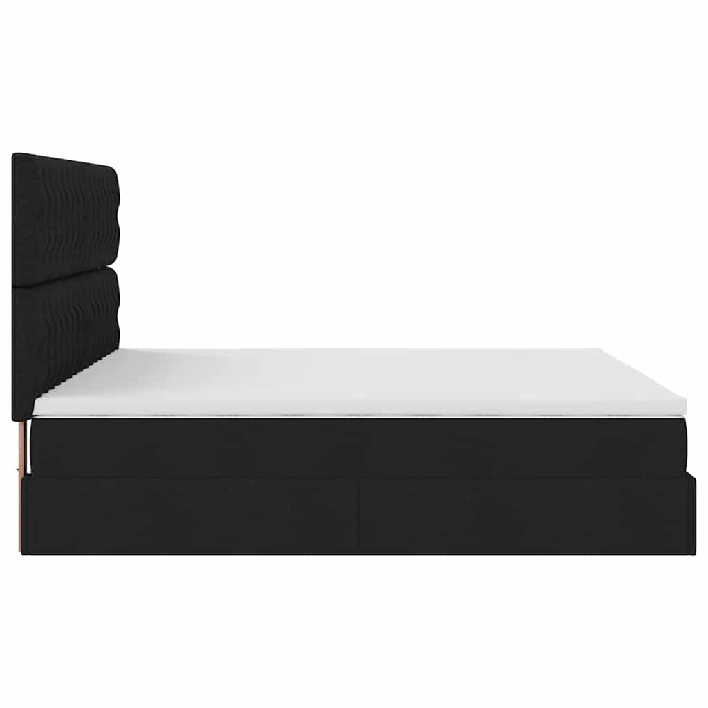 Ottoman bed met matras en LED's 160x200cm stof zwart is nu te koop bij PeponiXL, paradijselijk wonen!