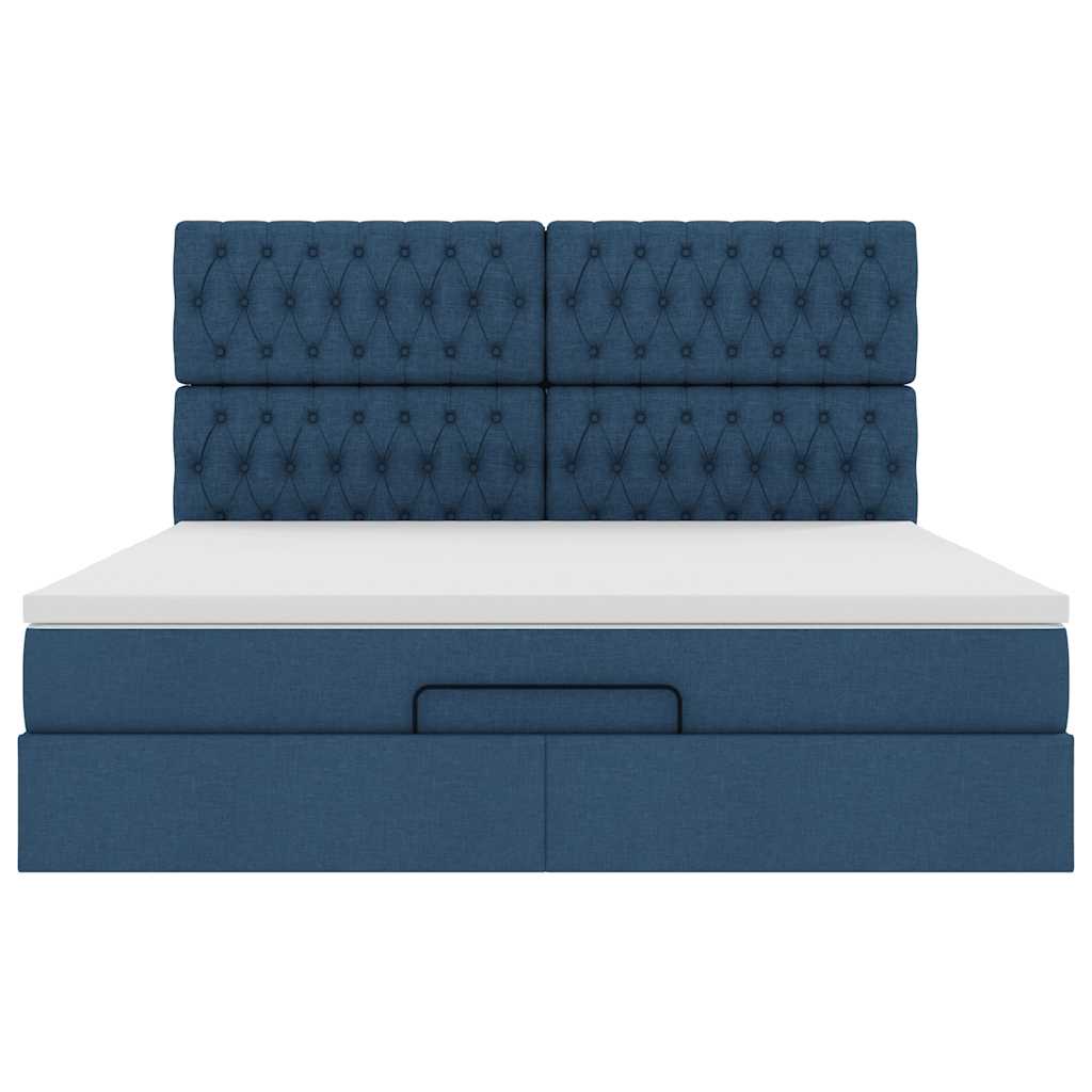 Ottoman bed met matras en LED's 160x200cm stof blauw is nu te koop bij PeponiXL, paradijselijk wonen!