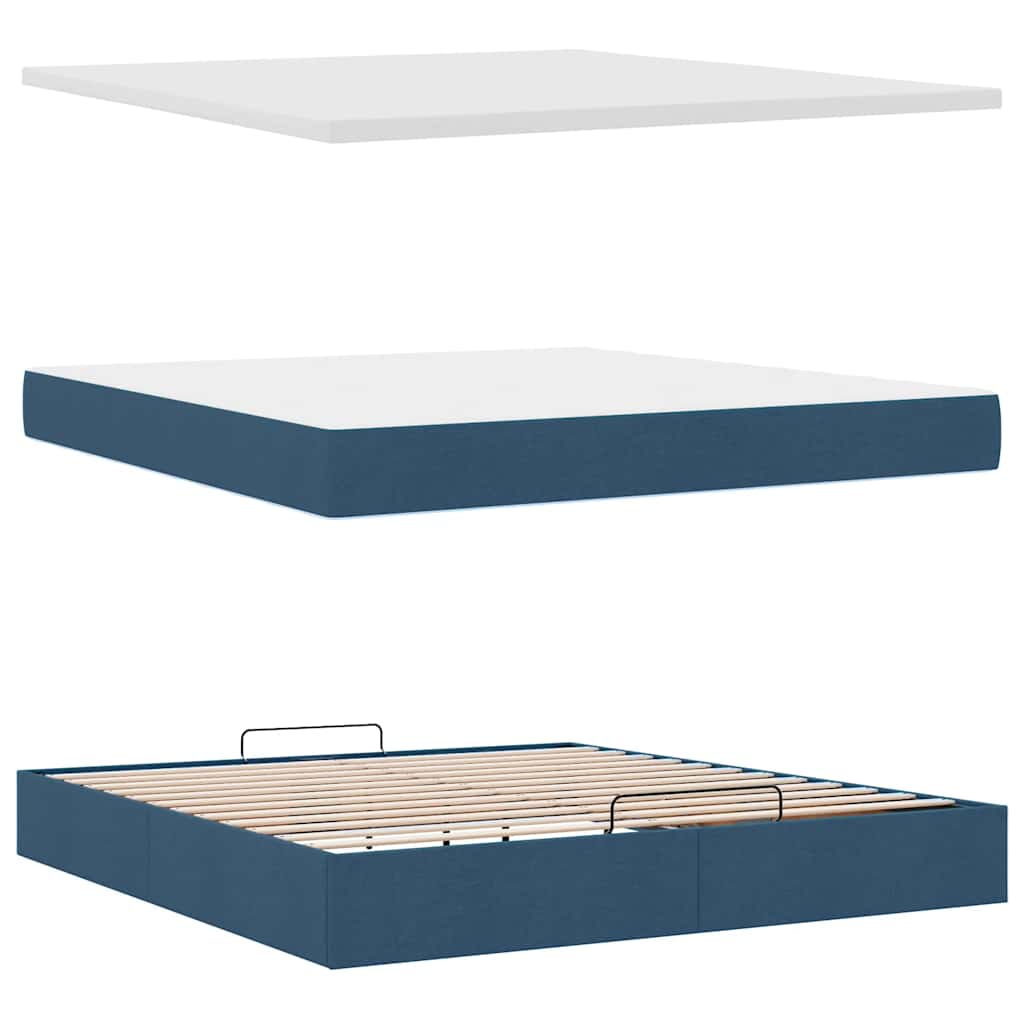 Ottoman bed met matras en LED's 160x200cm stof blauw is nu te koop bij PeponiXL, paradijselijk wonen!