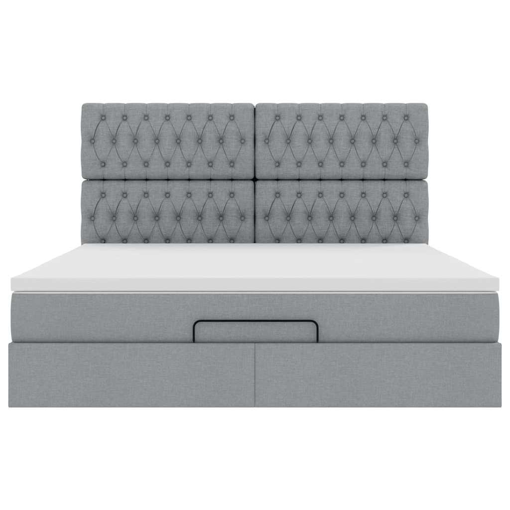 Ottoman bed met matras en LED's 180x200cm stof lichtgrijs is nu te koop bij PeponiXL, paradijselijk wonen!