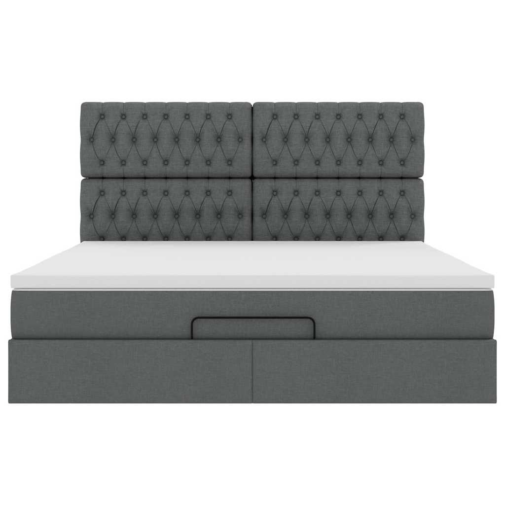 Ottoman bed met matras en LED's 180x200cm stof donkergrijs is nu te koop bij PeponiXL, paradijselijk wonen!