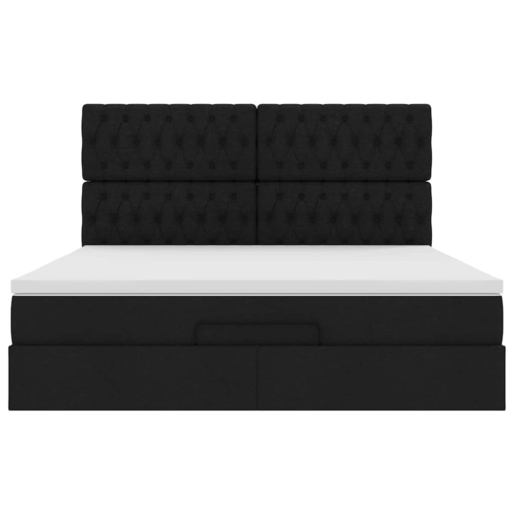 Ottoman bed met matras en LED's 180x200cm stof zwart is nu te koop bij PeponiXL, paradijselijk wonen!