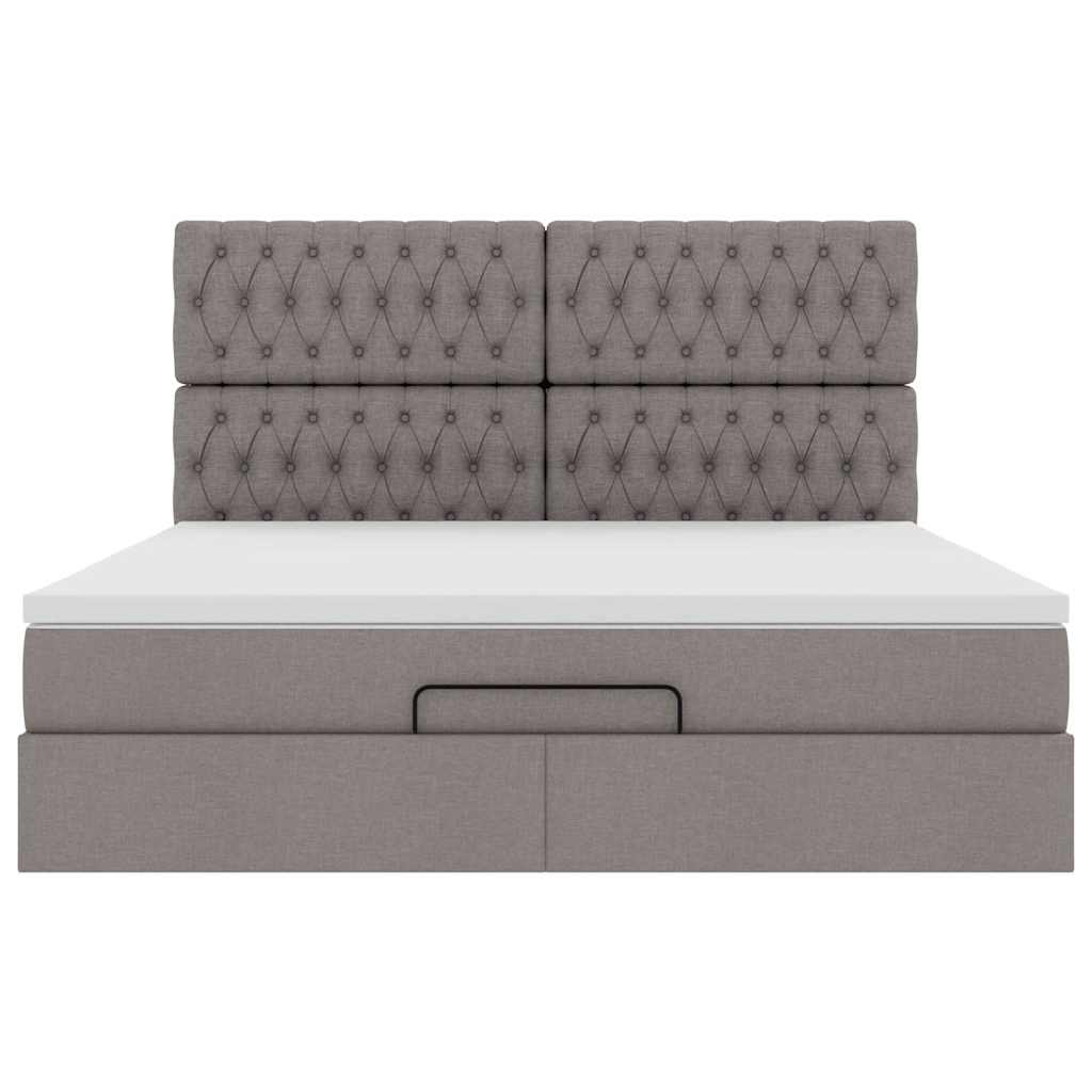 Ottoman bed met matras en LED's 180x200cm stof taupe is nu te koop bij PeponiXL, paradijselijk wonen!