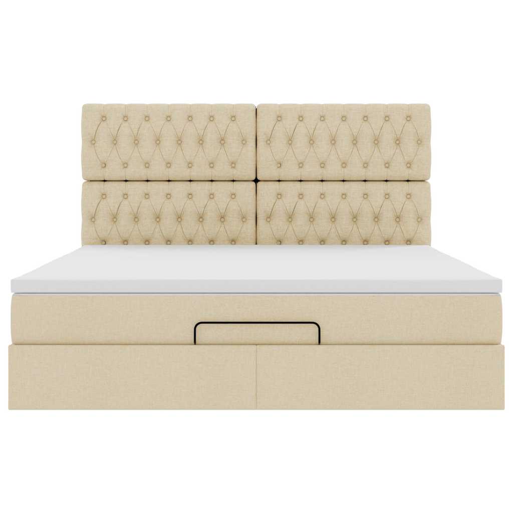 Ottoman bed met matras en LED's 180x200cm stof crèmekleurig is nu te koop bij PeponiXL, paradijselijk wonen!