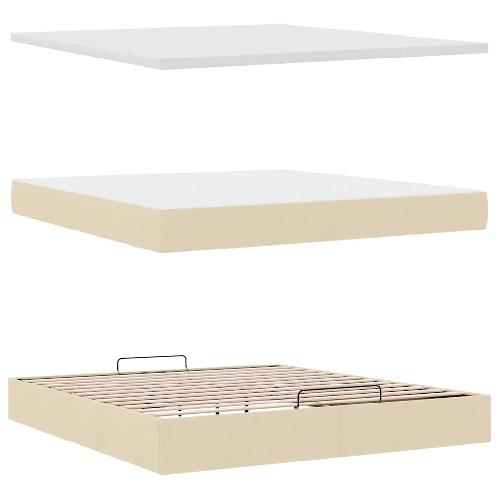 Ottoman bed met matras en LED's 180x200cm stof crèmekleurig is nu te koop bij PeponiXL, paradijselijk wonen!